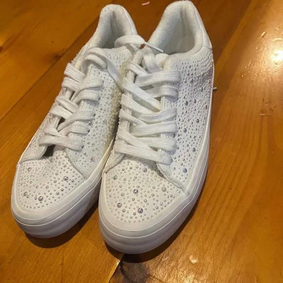 Juicy Couture White Sneakers with Rhinestones - Picture 1 of 5